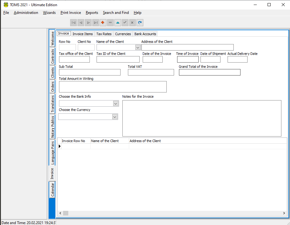 TOMS Ultimate (Multiuser) Edition - Add Invoice